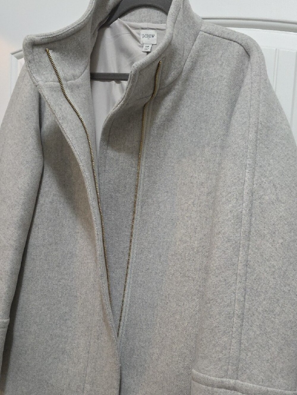 J. Crew Light Gray Wool-Blend Funnel Neck Pea Coat - Picture 5 of 7